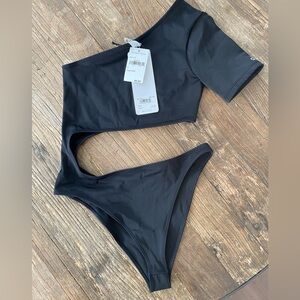 ALO Yoga Black One Shoulder Swim One Piece